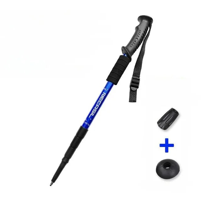 Aluminum Alloy Teleskopic Stick Hiking Poles Bastão De Trekking Walking Stick Ultralight Absorber Walking Cane Alpenstock