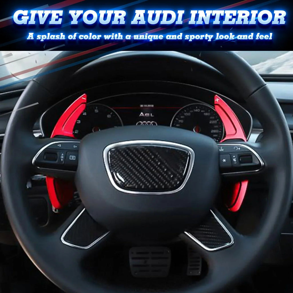 Xotic Tech Steering Wheel Paddle Shifter Cover Trim,  Aluminum Alloy, Compatible With Audi                   (Red)