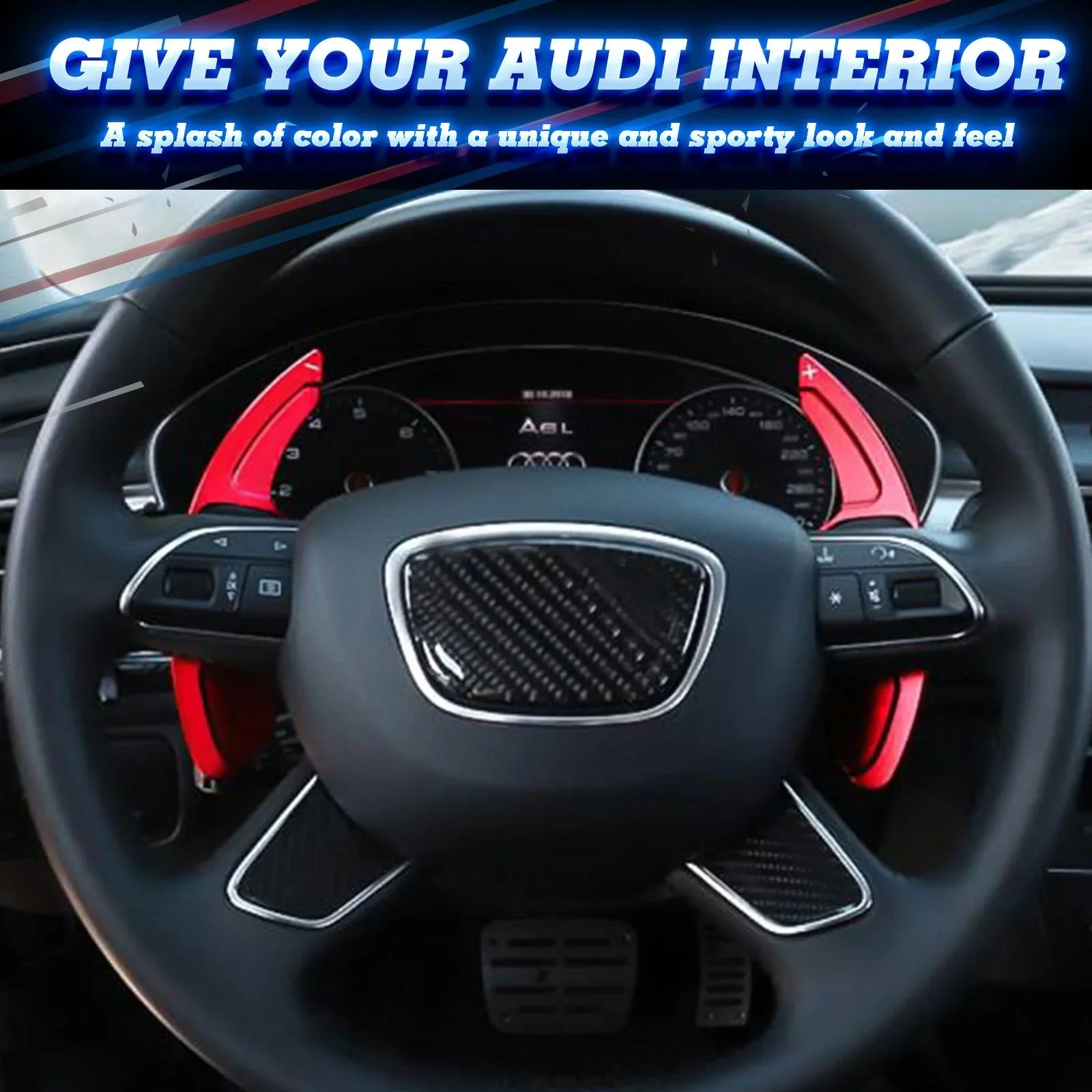Xotic Tech Steering Wheel Paddle Shifter Cover Trim,  Aluminum Alloy, Compatible With Audi                   (Red)
