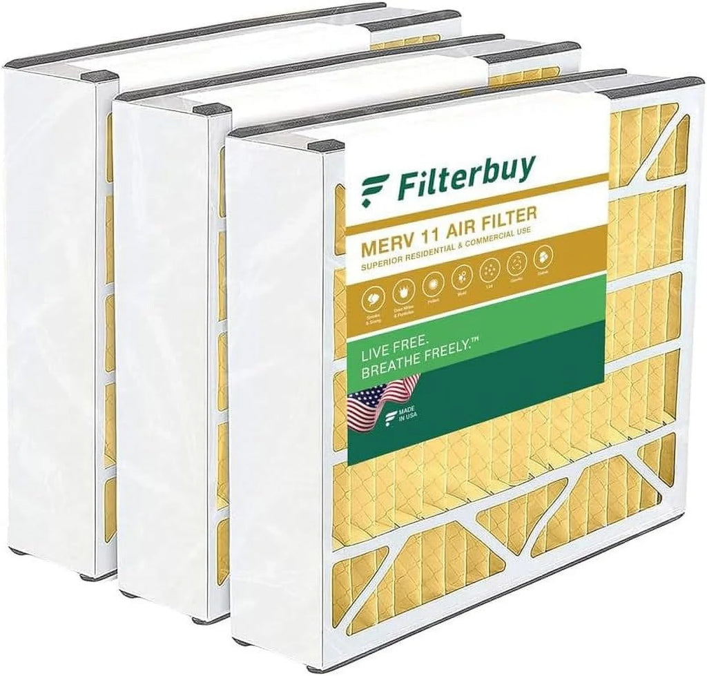 Filterbuy 20x25x5  11 Pleated   Furnace Air Filters for Trion Air Bear, Generalaire, Skuttle, and Ultravation (3-Pack)