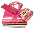 Baby 3 Piece Girl Diaper Bag Changing Pad Zipper Pouch Set Pink Blue Orange Aztec Serape