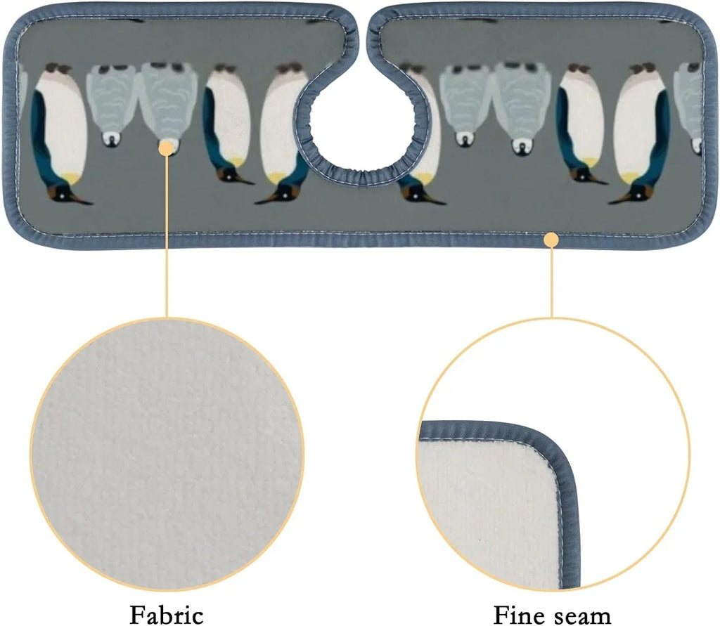 Bestwell 3PCS Faucet Absorbent Mat, Sea Bird Penguin Washable Sink Splash Guard Drip Catcher, Kitchen Bath Countertop Sinkmat Microfiber Drying Mats