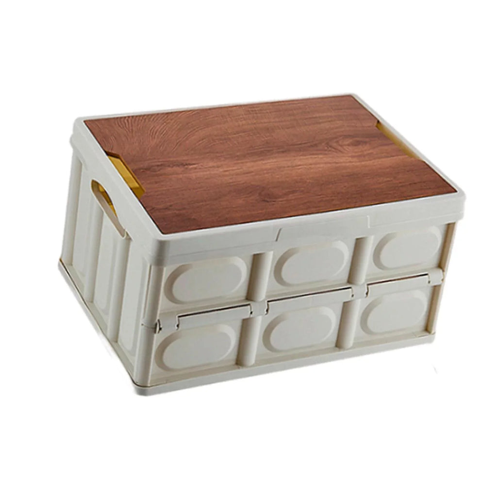 Camping Storage Box Multifunctional Storage Box Closet Organization Collapsible Storage Bins with Wood Lids for Car Trunk, Indoor, Camping Large