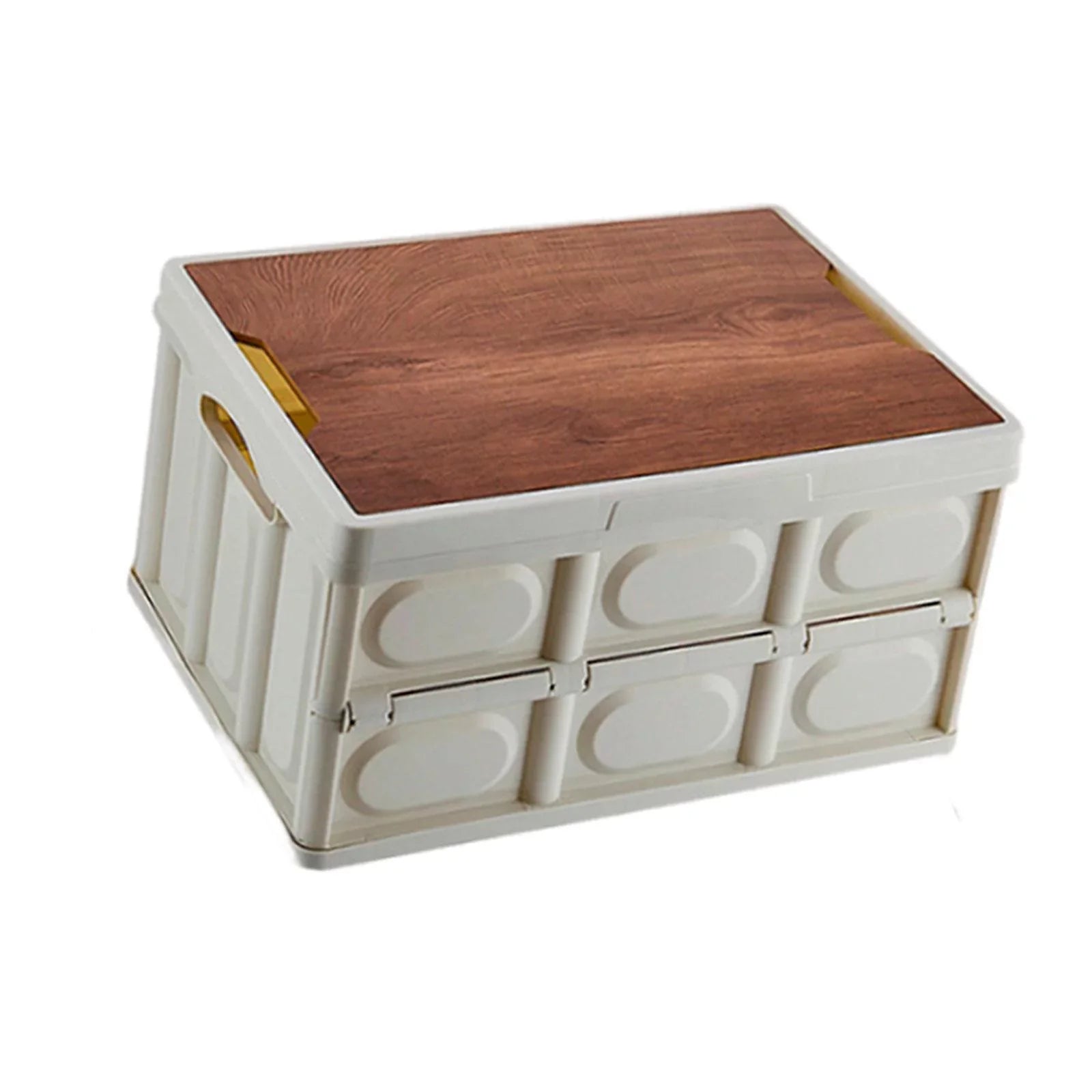Camping Storage Box Multifunctional Storage Box Closet Organization Collapsible Storage Bins with Wood Lids for Car Trunk, Indoor, Camping Large