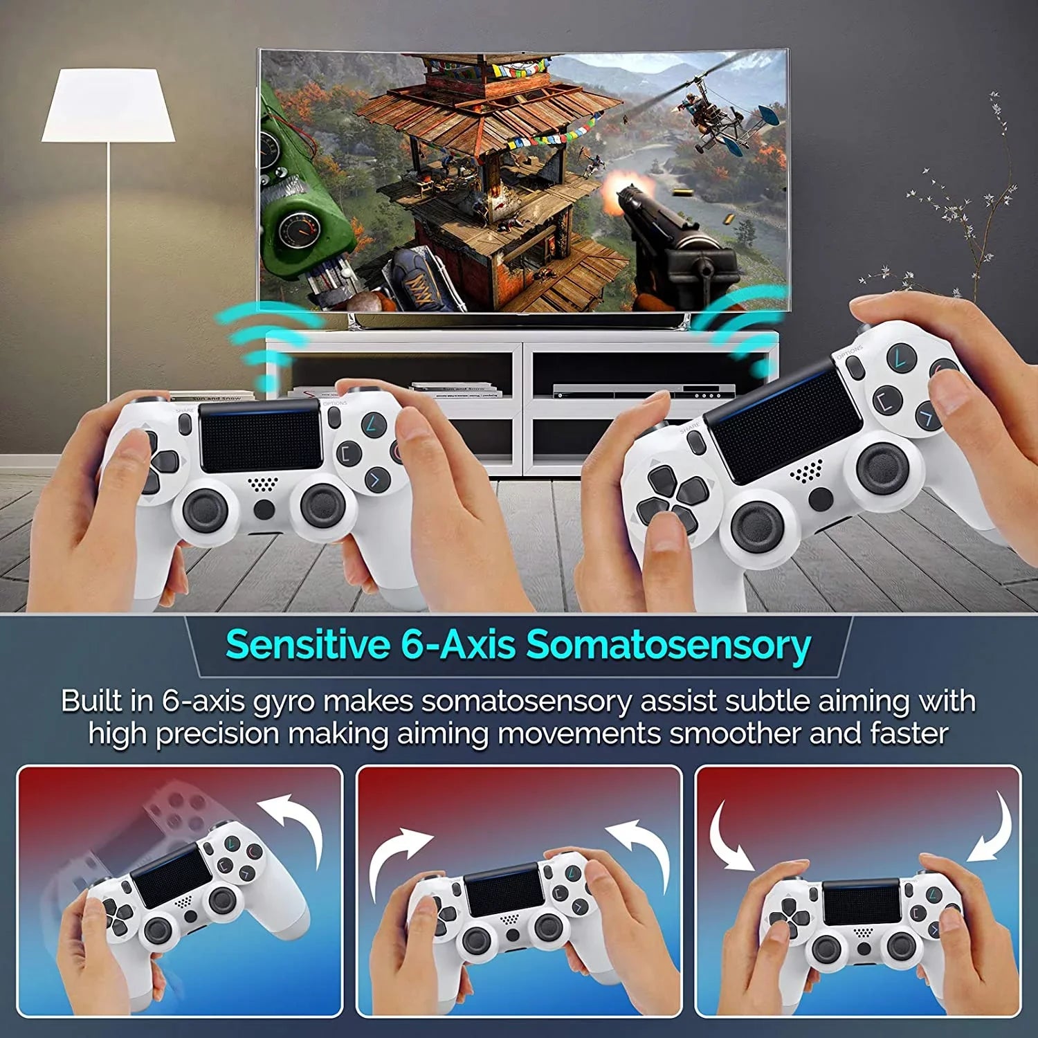 Wireless GamePad Compatible with Samsung Galaxy  Ultra 5G Controller Plus 1,000 Battery/Built-In Speaker/Gyro/Remote BlueTooth Slim (White)