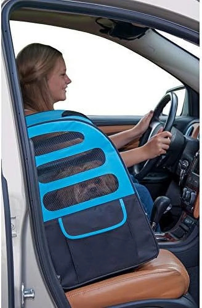 Travel Carrier, Car Seat For Cats/Dogs, Mesh Ventilation, Included Tether, Telescoping Handle, Storage Pouch, Ocean Blue, Extra Large Plus Traveler ()
