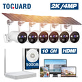 Toguard  10CH 2K/4MP Solar Wireless Security Camera System Outdoor 6 Pcs Battery WiFi Bullet Surveillance Camera   Connector