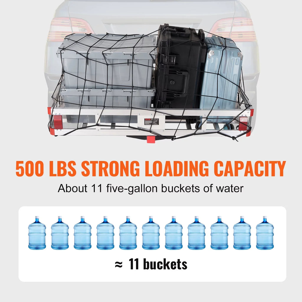 Hitch Mount Cargo Carrier 47 x 20 x 6 in 500lb Aluminum Corrosion-Resistant Fits 2" Receiver Cargo Basket for SUVs Sedans Vehicles