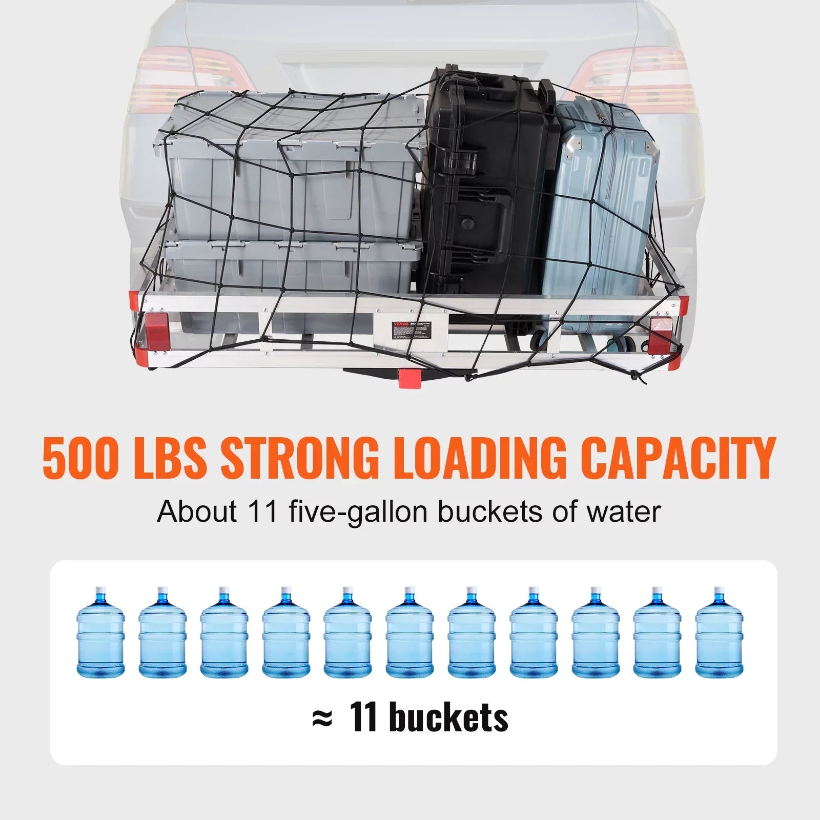 Hitch Mount Cargo Carrier 47 x 20 x 6 in 500lb Aluminum Corrosion-Resistant Fits 2" Receiver Cargo Basket for SUVs Sedans Vehicles