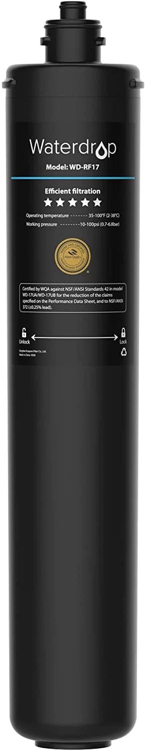 Waterdrop - Under Sink Water Filter, Replacement 17UA Under Counter Water Filtration System, 19K Gallons, 3 Years Ultra Long Lifetime