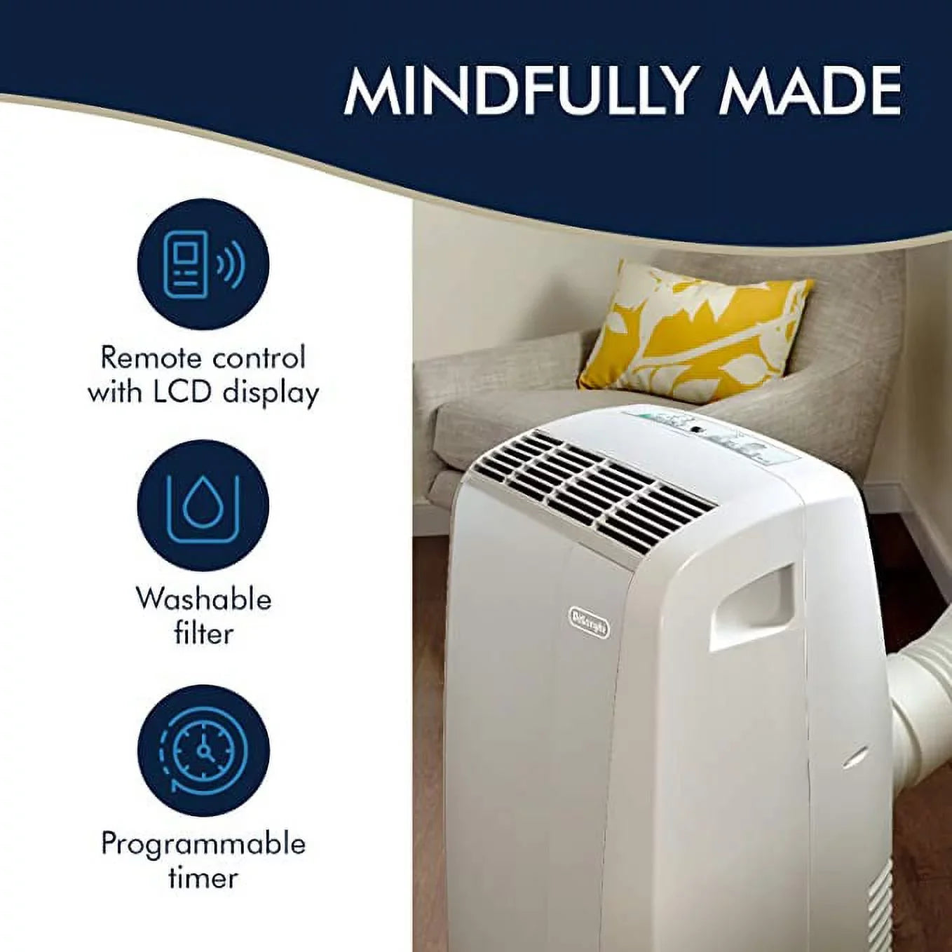 Restored DeLonghi 6,700  (10,000  ) 3-Speed Portable Air Conditioner with Dehumidifier (Refurbished)