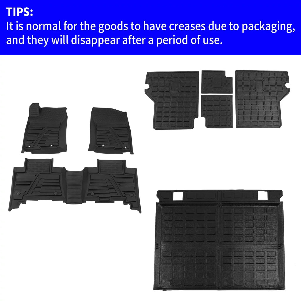 Fit 2013-2023 Toyota 4Runner Floor Mats Trunk Mat Cargo Mat Cargo Liner All Weather Back Seat Cover Protector 2022 4 Runner Accessories (Fit Without Sliding Tray)