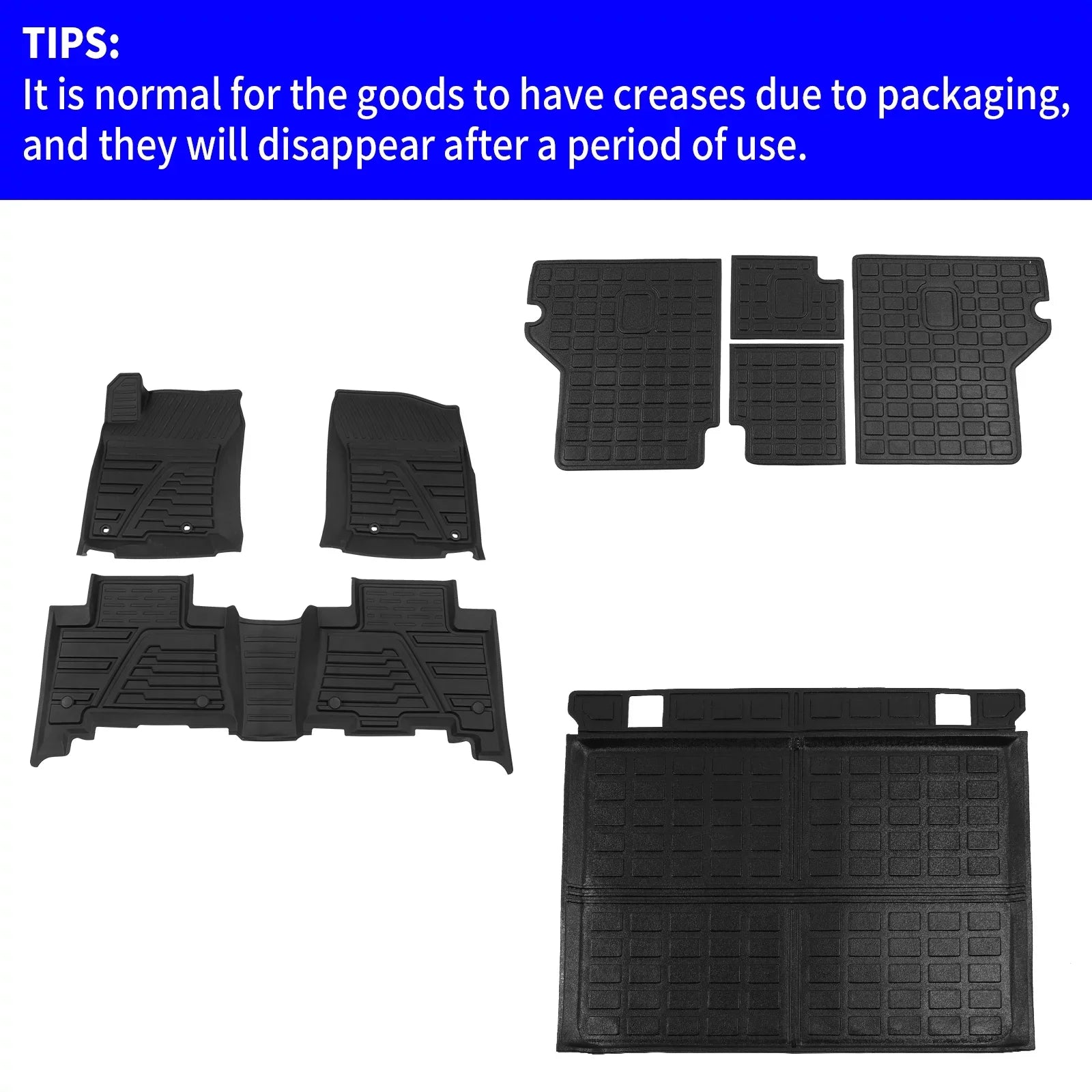 Fit 2013-2023 Toyota 4Runner Floor Mats Trunk Mat Cargo Mat Cargo Liner All Weather Back Seat Cover Protector 2022 4 Runner Accessories (Fit Without Sliding Tray)