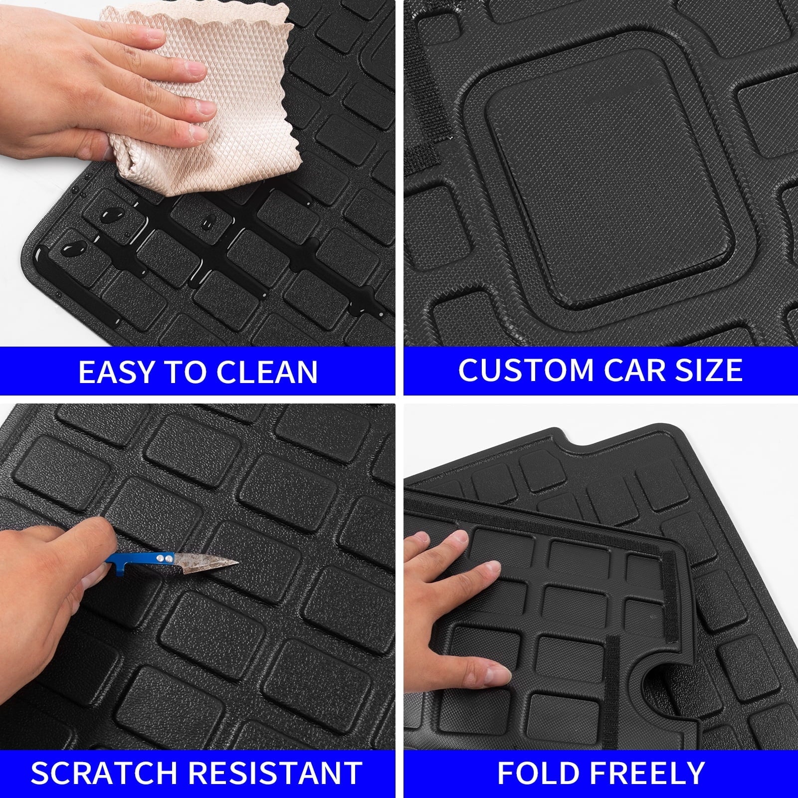 Fit 2013-2023 Toyota 4Runner Floor Mats Trunk Mat Cargo Mat Cargo Liner All Weather Back Seat Cover Protector 2022 4 Runner Accessories (Fit Without Sliding Tray)