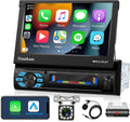 Carplay Car Stereo with Android Auto Bluetooth,7 Inch Flip Out Touchscreen Car Radio,Car Audio Receivers Support Phone Mirror Link,with  Radio/Backup Camera/  -in Port