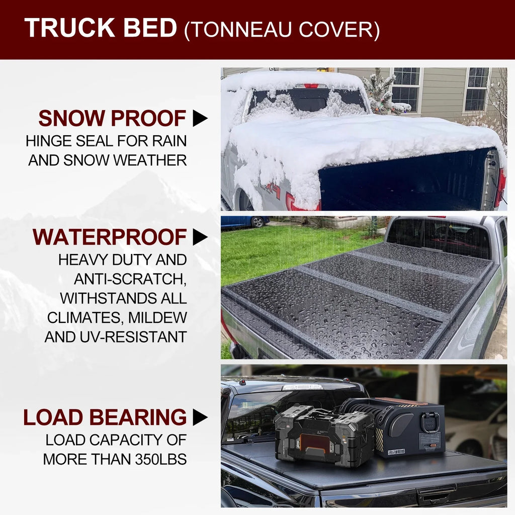Kikito Professional  Hard Tri-Fold Truck Bed Tonneau Cover for 2003-2024 Ram 1500 2500 3500 6.4ft (74.6in) Bed Without | Rambox & Deckrail System |