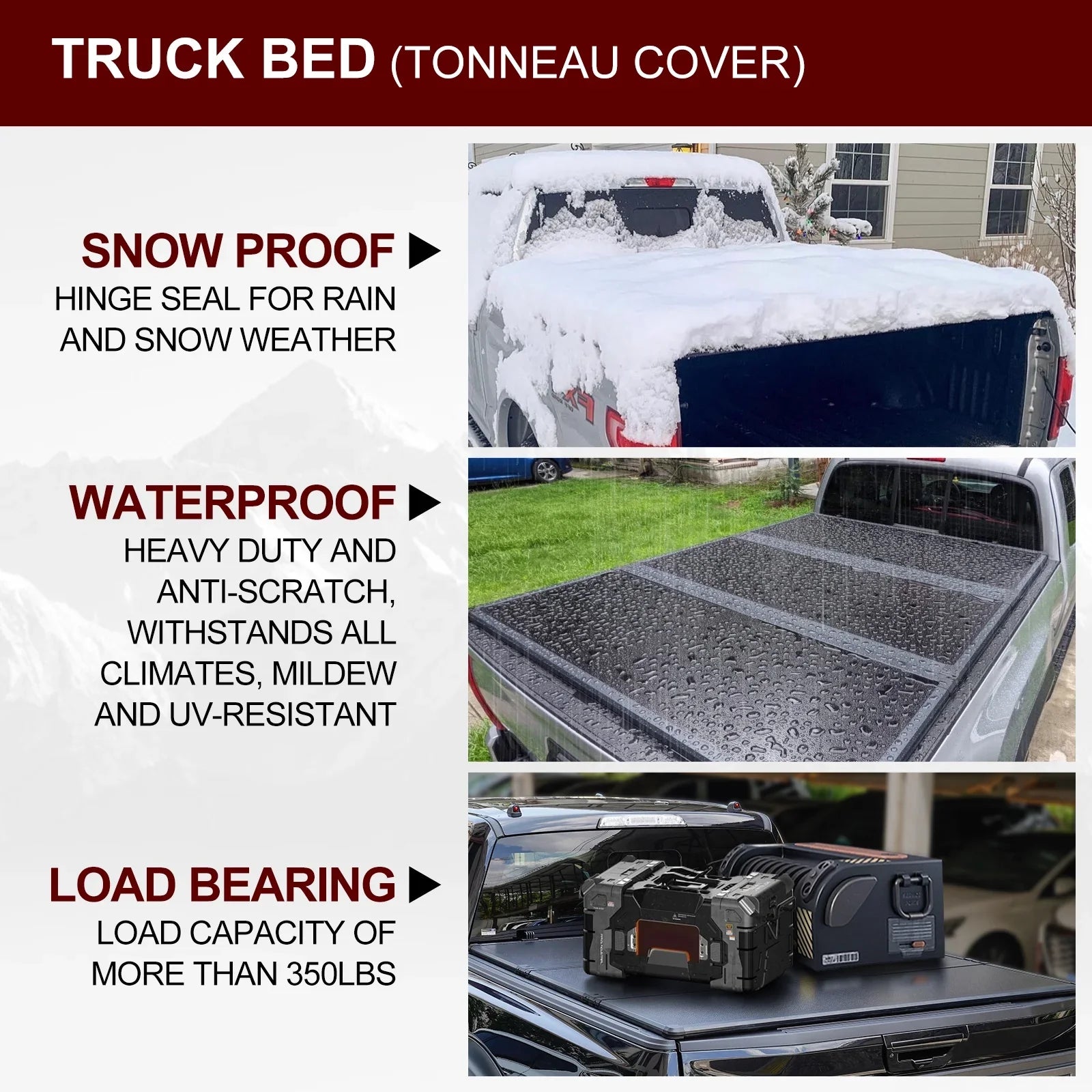 Kikito Professional  Hard Tri-Fold Truck Bed Tonneau Cover for 2003-2024 Ram 1500 2500 3500 6.4ft (74.6in) Bed Without | Rambox & Deckrail System |