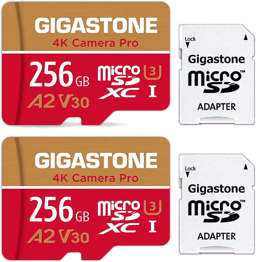 Gigastone 256GB Micro  Card, 4K Video Recording, 4K Camera Pro, suitable with Nintendo Switch, Dash Cam, GoPro Cameras, / up to 100/50 /s, Micro  -   Class 10, 2 Pack (2x256GB)