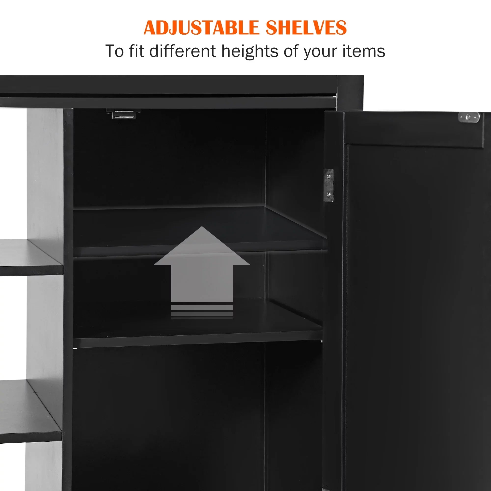 SogesPower 36"Height Multi-Purpose Kitchen Island with Hidden Cabinet- Black