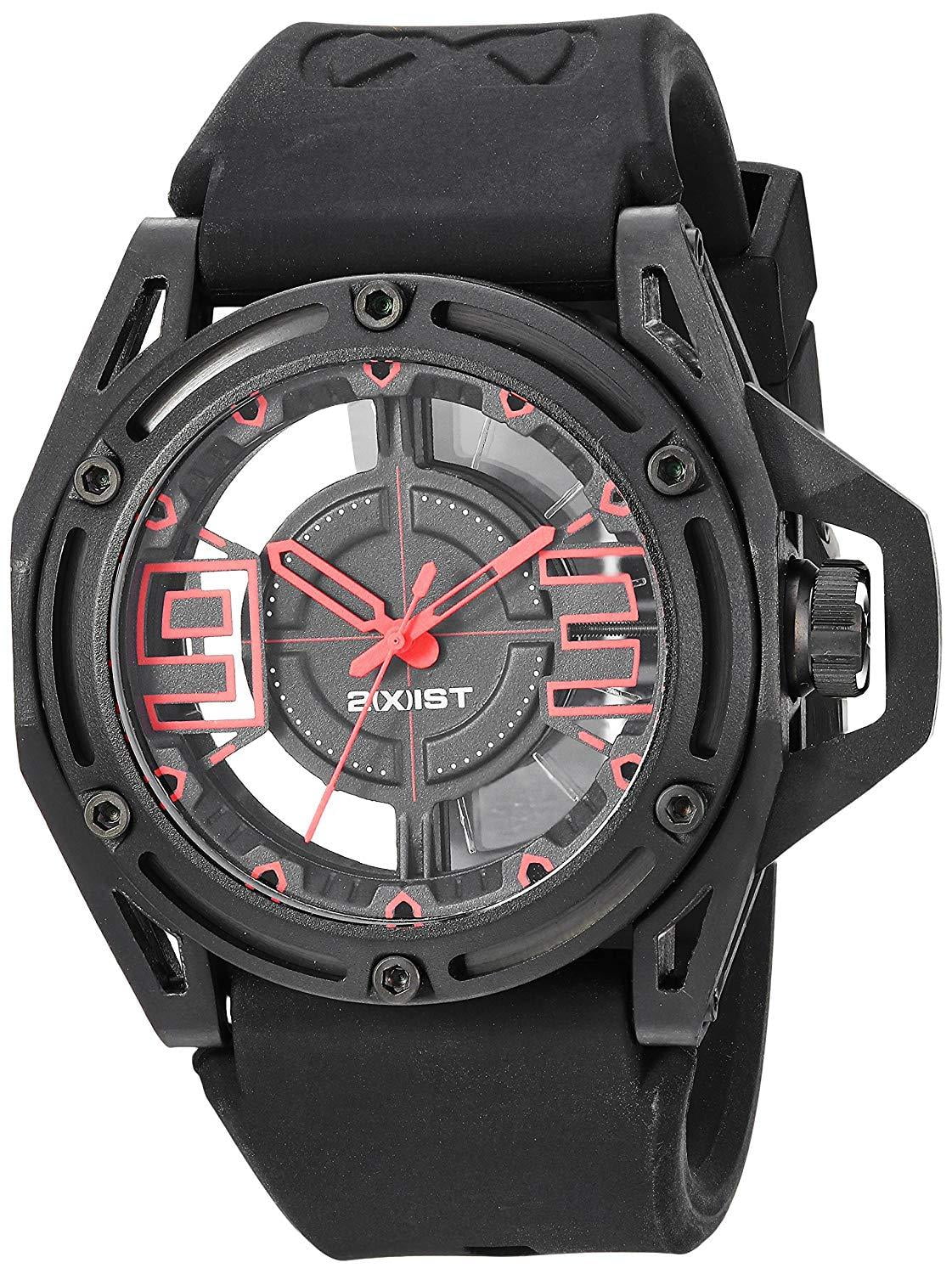 ' Quartz Stainless Steel and Silicone Casual Watch, Color:Black (Model: 2X1-004)