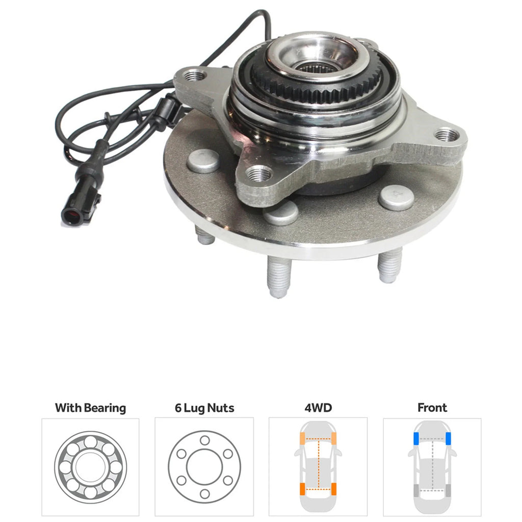Front Side Wheel Hub With Bearing 6 x 5.31 in. Bolt Pattern Four Wheel Drive fits 2000-2006 Ford Expedition Eddie Bauer 8 Cyl 4.6L
