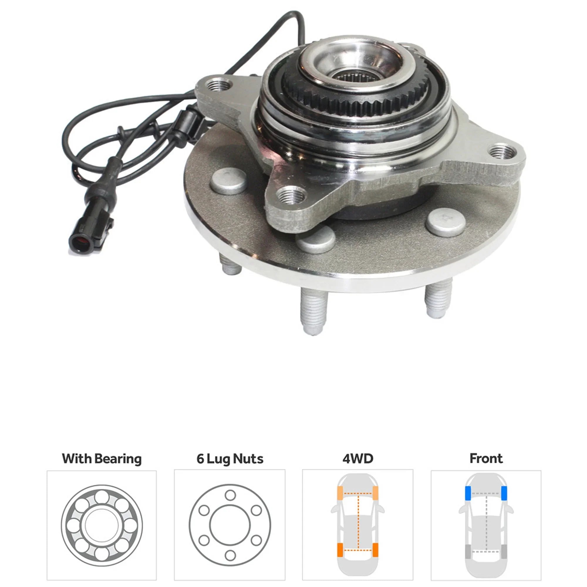 Front Side Wheel Hub With Bearing 6 x 5.31 in. Bolt Pattern Four Wheel Drive fits 2000-2006 Ford Expedition Eddie Bauer 8 Cyl 4.6L