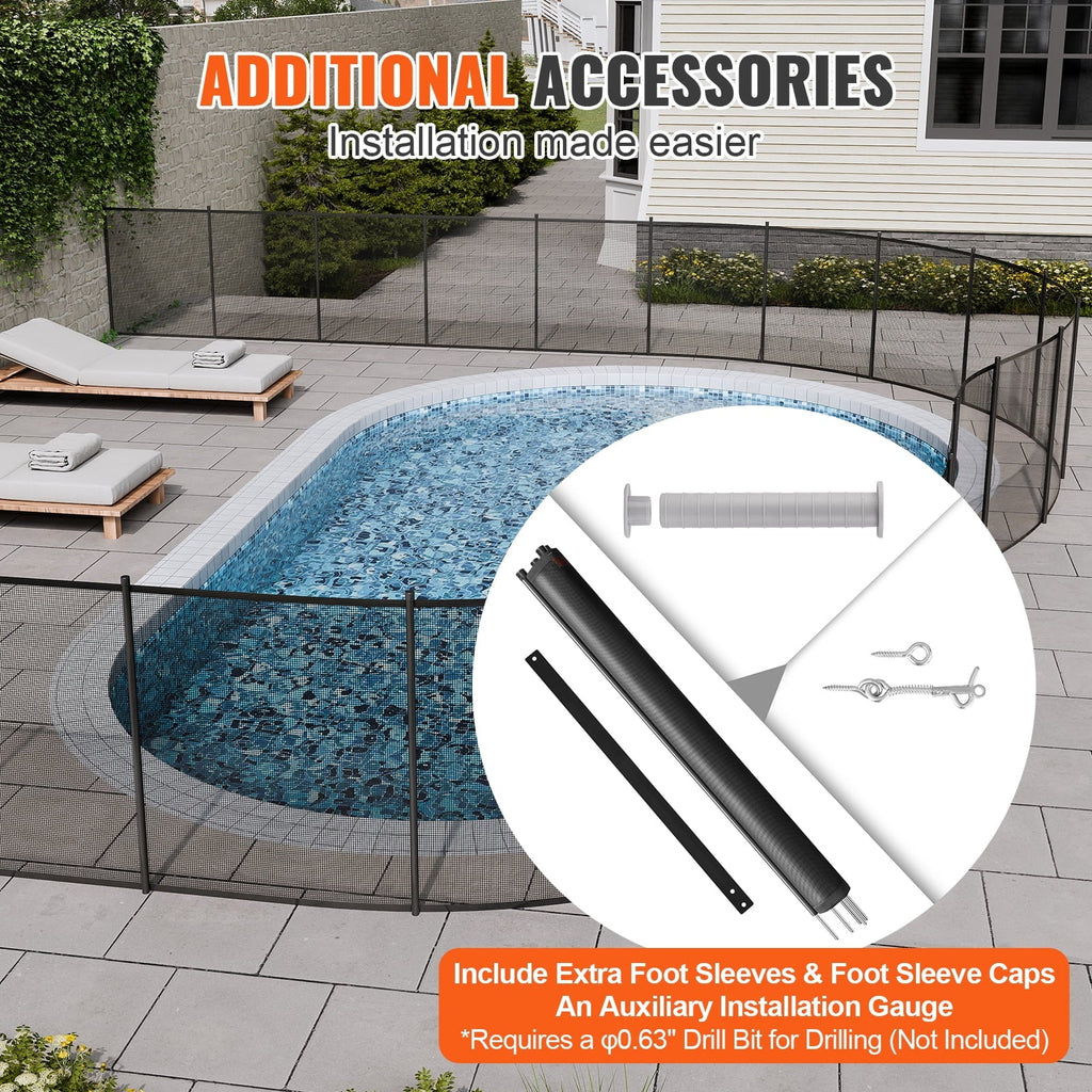4 x 12 ft  Pool Fence Detachable Pool Fence for Outdoor Underground Swimming Pools