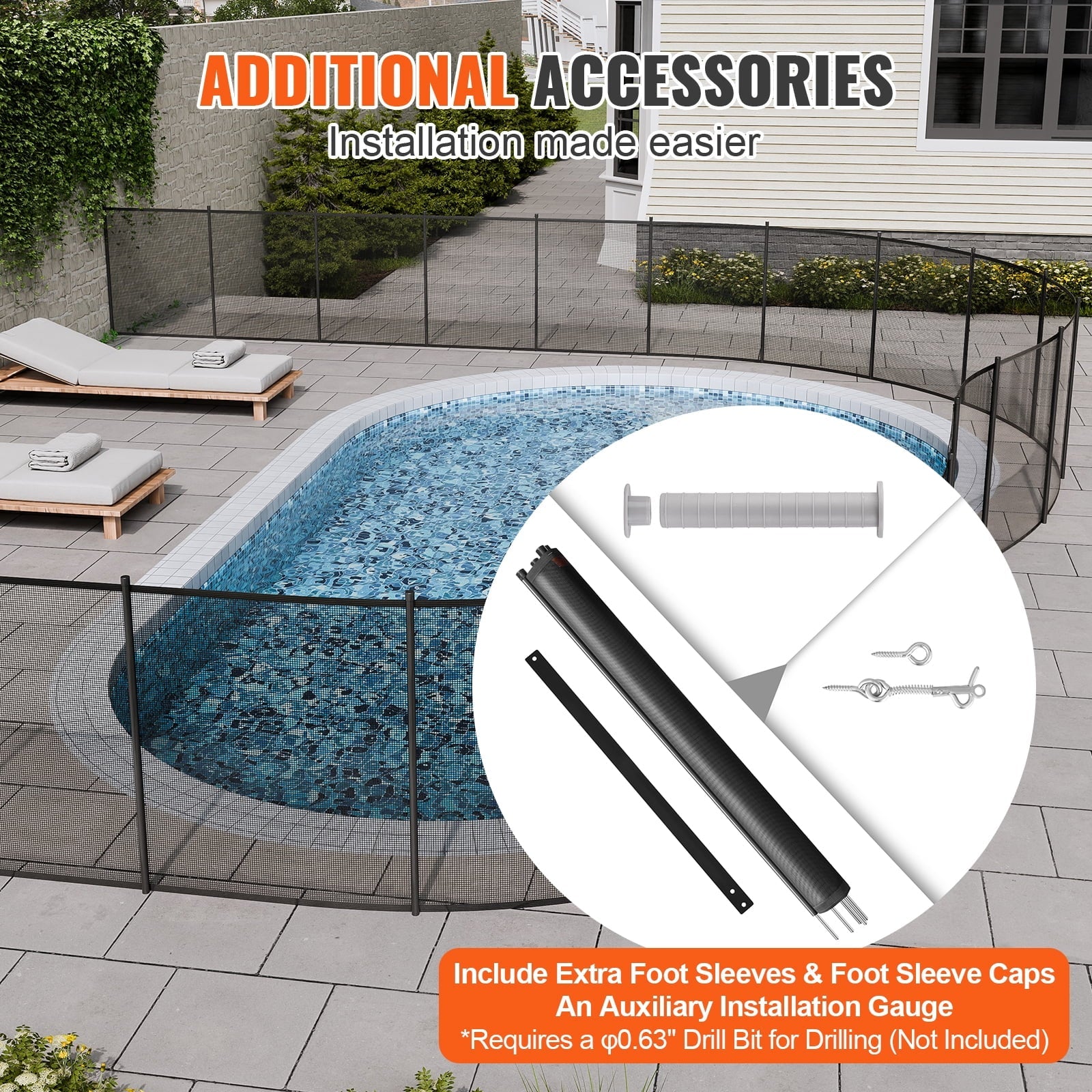 4 x 12 ft  Pool Fence Detachable Pool Fence for Outdoor Underground Swimming Pools