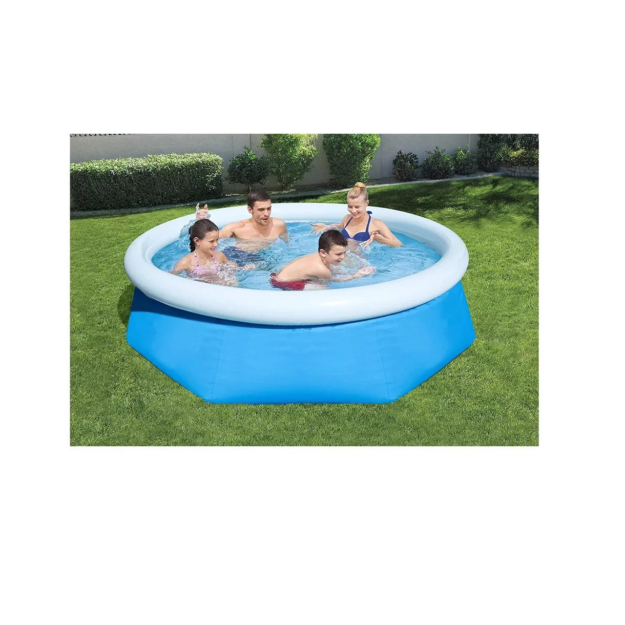 Pool Central 8ft Round Inflatable Easy Set Kids Swimming Pool with Filter Pump