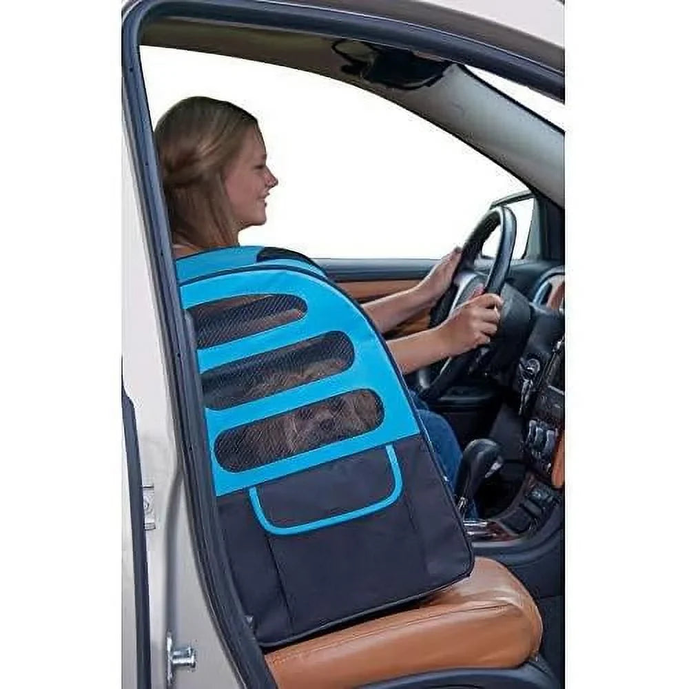 Travel Carrier, Car Seat For Cats/Dogs, Mesh Ventilation, Included Tether, Telescoping Handle, Storage Pouch, Ocean Blue, Extra Large Plus Traveler ()