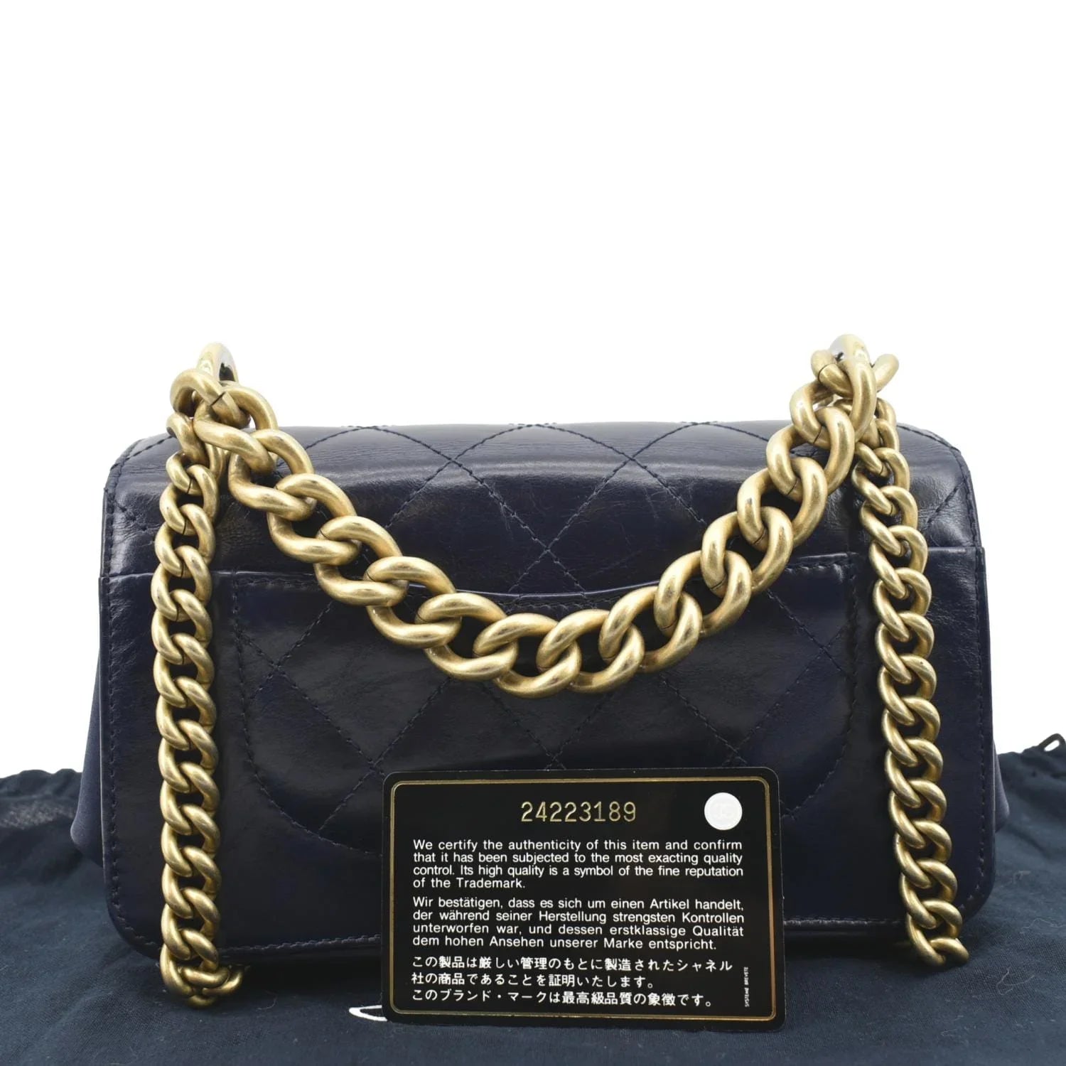 Pre-Owned  Chain Handle  Flap Quilted Leather Shoulder Bag Blue