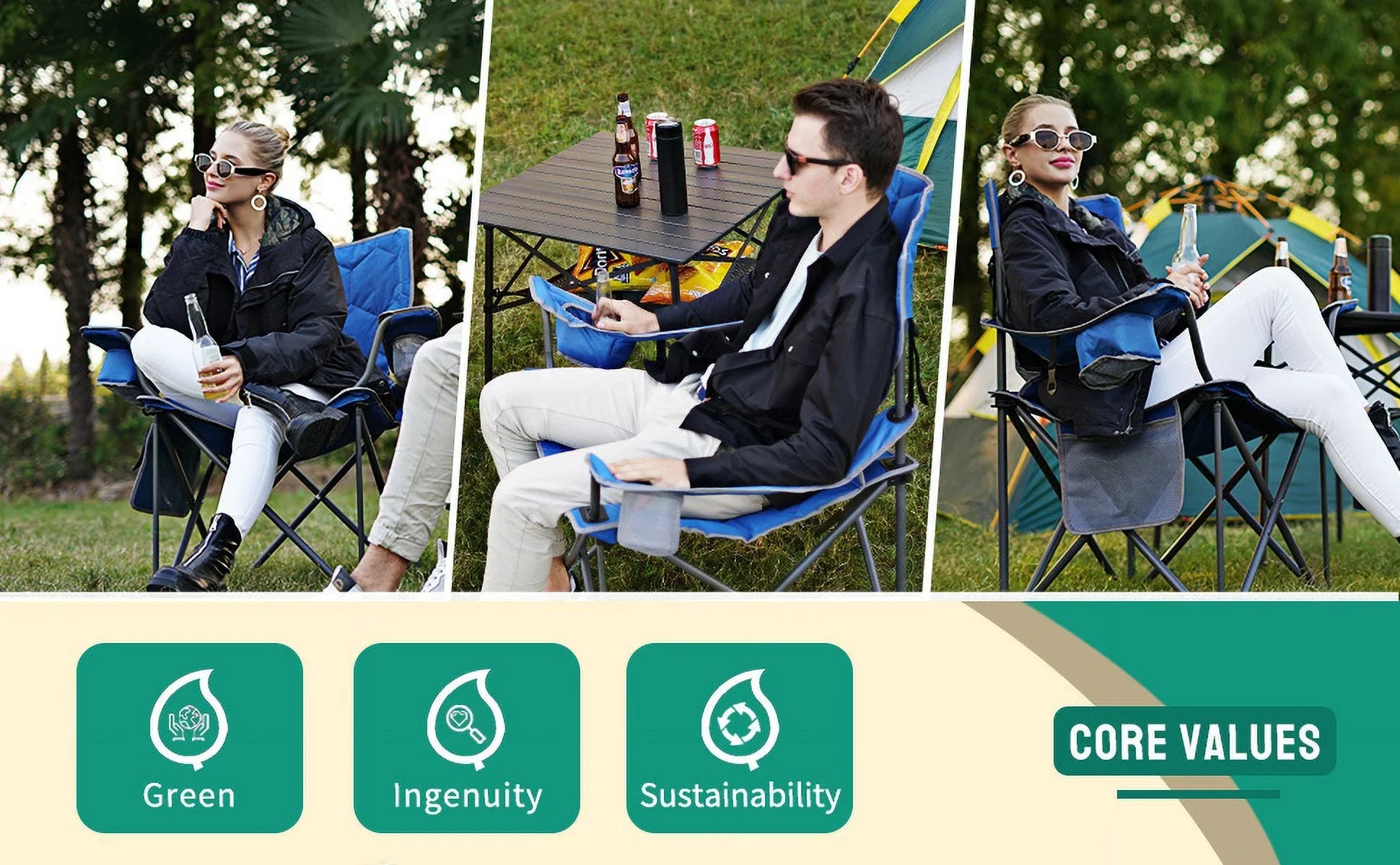 Luxurious  Camping Chair for Big Tall People - 40"x8.5"x8" - 14.55 - Indulge in unmatched comfort with our premium  chair for outdoor enthusiasts.