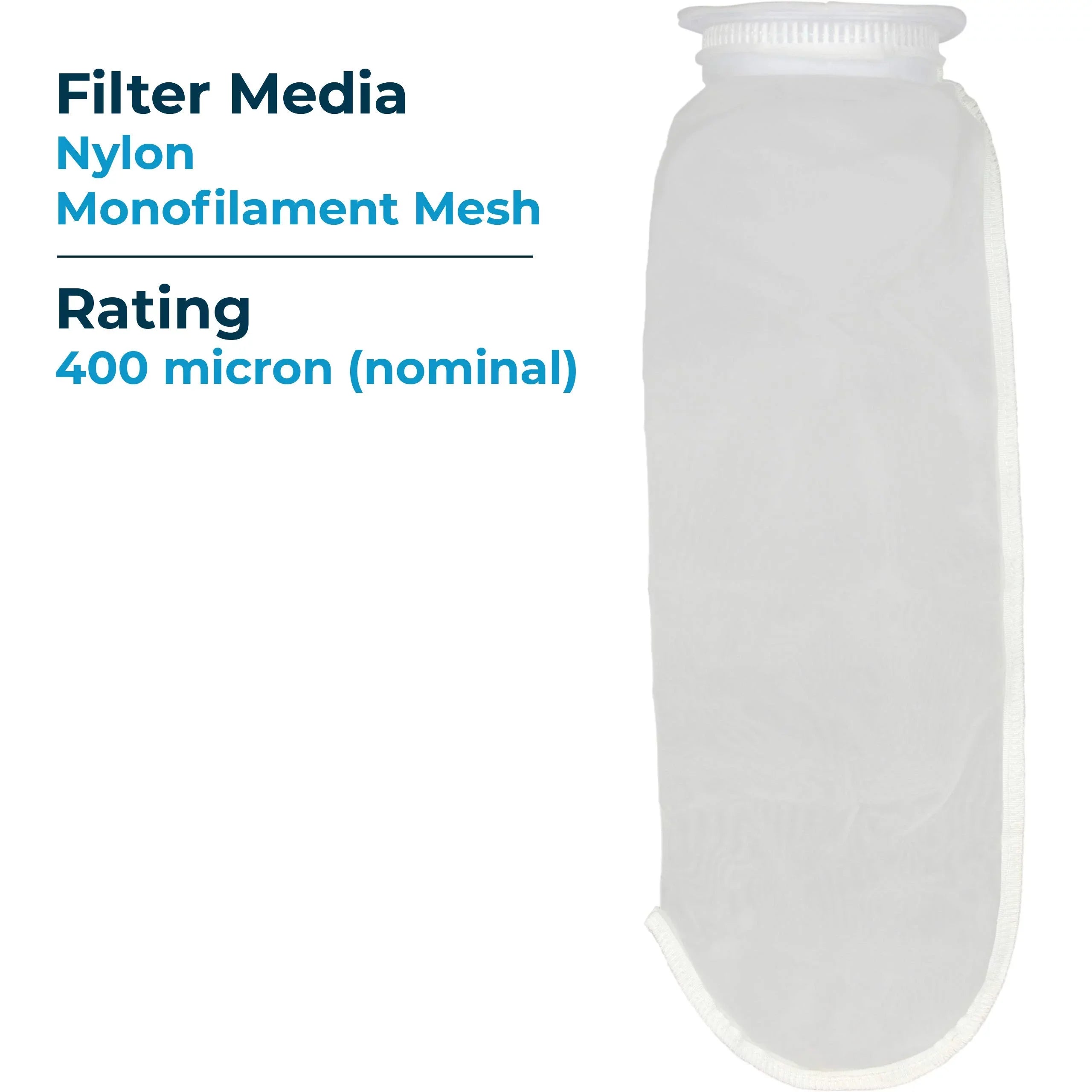 SpiroPure --420-400 400 Micron #4 (20”) Woven Nylon Monofilament Mesh Liquid Bag Filter -420-400 255037-03 (Case of 40)