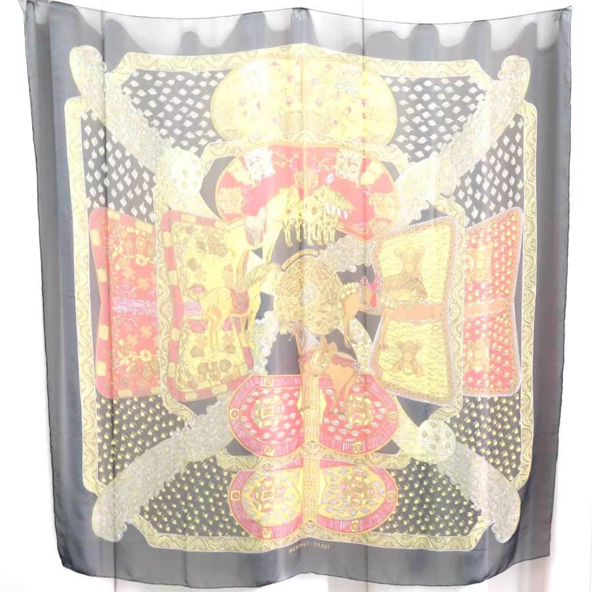 Pre-Owned Hermes  Scarf  des  Step Art/Estimated Silk Black x Multicolor Unisex (Good)