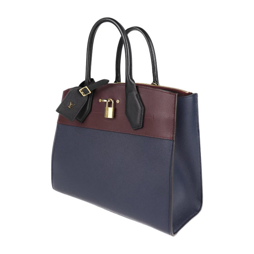 Pre-Owned   Louis Vuitton City Steamer  Handbag  Leather Marine Raisin Noir 2WAY Shoulder Bag Tote (Good)