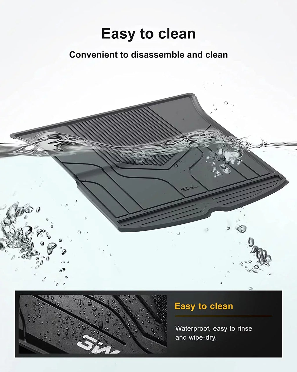 3W Trunk Mat for Tesla Model  2020-2023  All Weather Black Car Floor Mat Custom Fit Cargo Liner